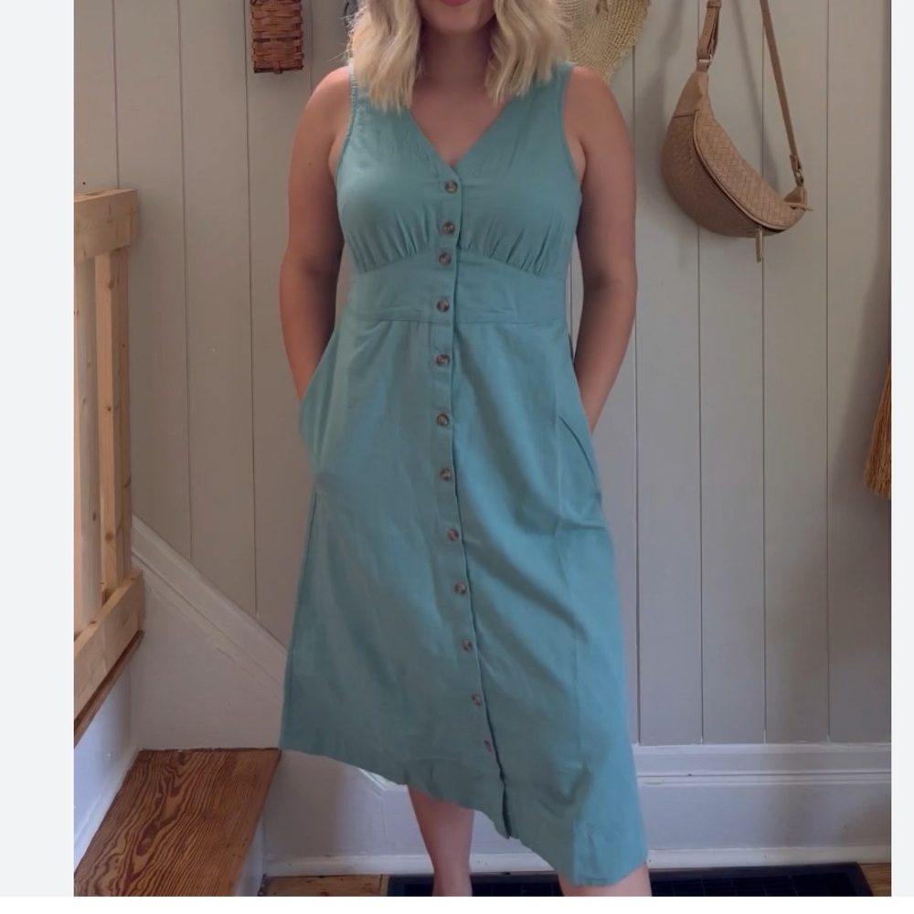 Pact Canopy Linen Blend Button-front Dress